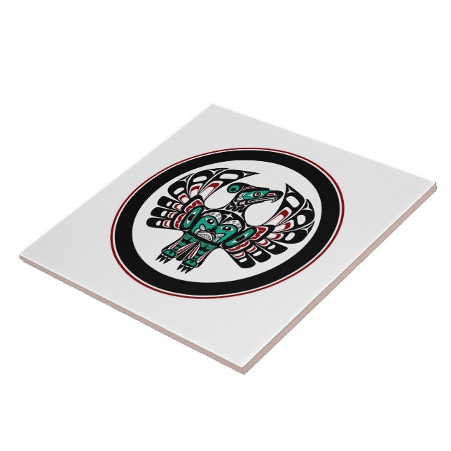 Native American Red Black Vector Art Thunderbird Kakelplatta (Sidan)