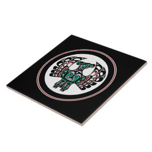 Native American Red Black Vector Art Thunderbird Kakelplatta