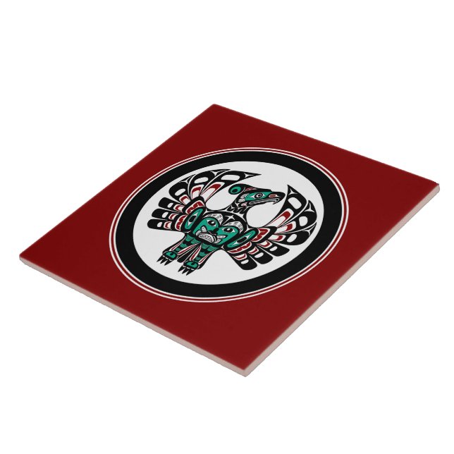 Native American Red Black Vector Art Thunderbird Kakelplatta (Sidan)