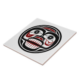Native American Red Black Vector Art Weeping Skull Kakelplatta