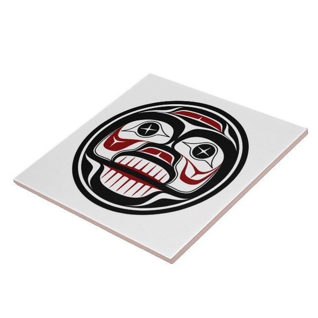Native American Red Black Vector Art Weeping Skull Kakelplatta (Sidan)