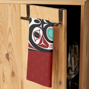 Native American Red Black Vector Graphics Kattunge Kökshandduk