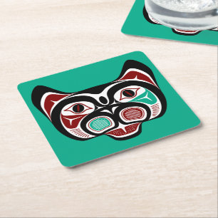 Native American Red Black Vector Graphics Kattunge Underlägg Papper Kvadrat