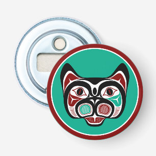 Native American Red Black Vector Haida Art Kattung Flasköppnare