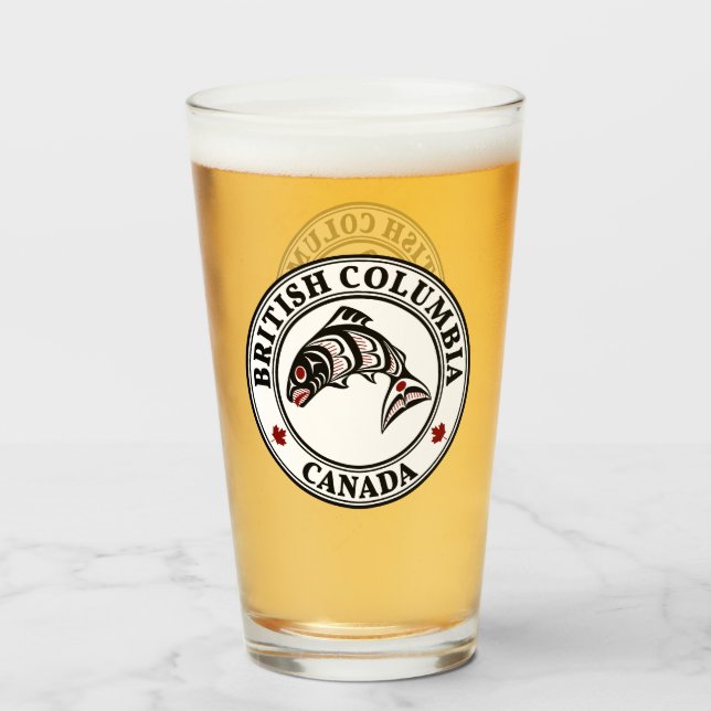 Native American Red Black White Haida Art Salmon Glaskopp (Framsida fylld)