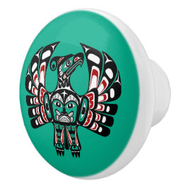 Native American Red Black White Haida Thunderbird Knopp