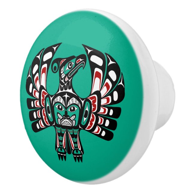 Native American Red Black White Haida Thunderbird Knopp (Höger)