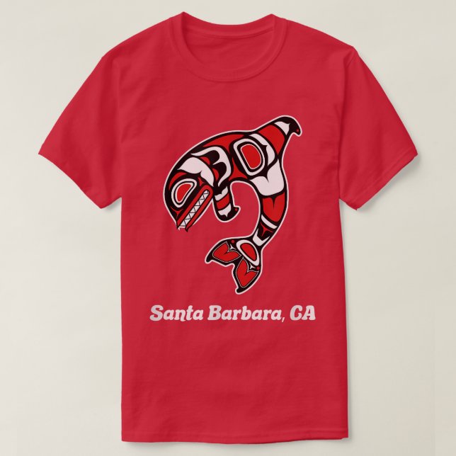 Native American Santa Barbara CA Tribal Orca Kille T Shirt (Design framsida)