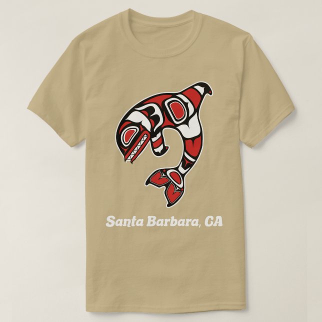 Native American Santa Barbara CA Tribal Orca Kille T Shirt (Design framsida)