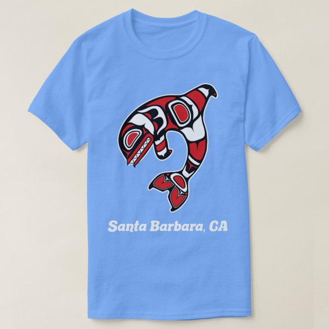 Native American Santa Barbara CA Tribal Orca Kille T Shirt (Design framsida)