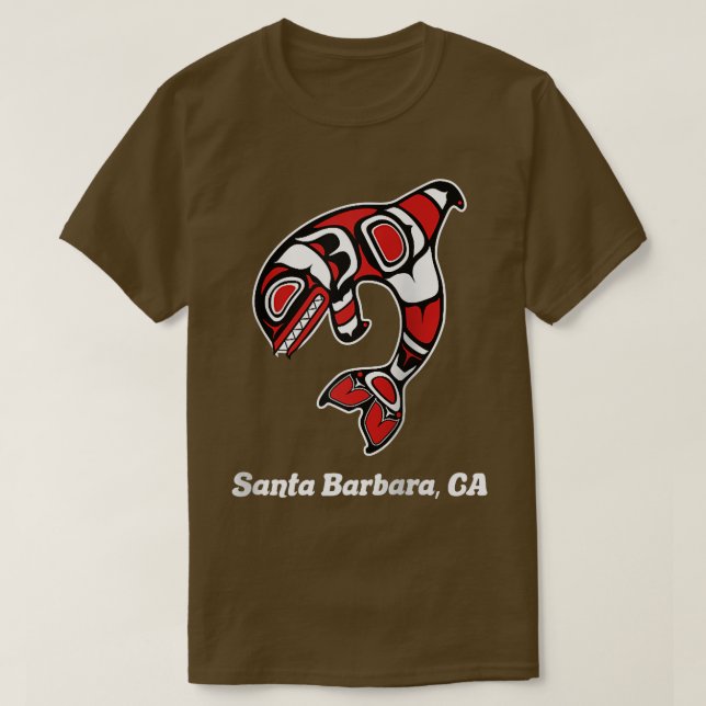 Native American Santa Barbara CA Tribal Orca Kille T Shirt (Design framsida)