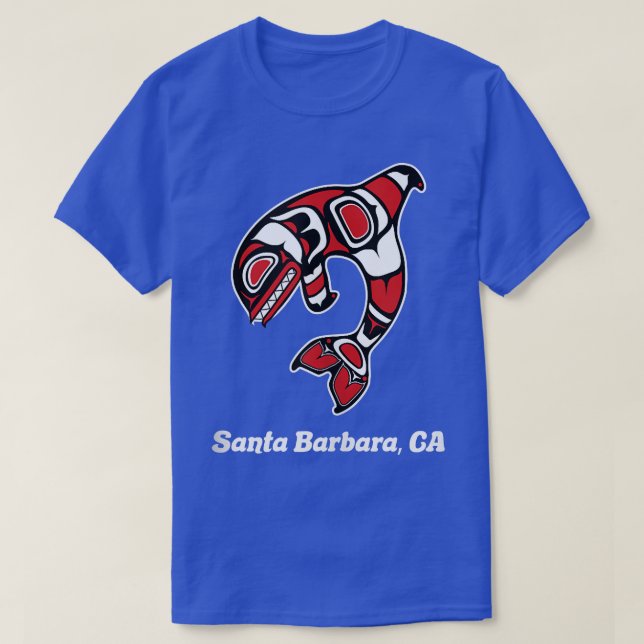 Native American Santa Barbara CA Tribal Orca Kille T Shirt (Design framsida)