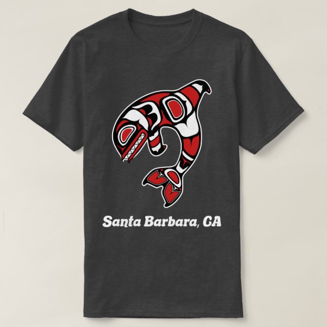 Native American Santa Barbara CA Tribal Orca Kille T Shirt (Design framsida)