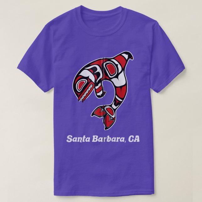 Native American Santa Barbara CA Tribal Orca Kille T Shirt (Design framsida)