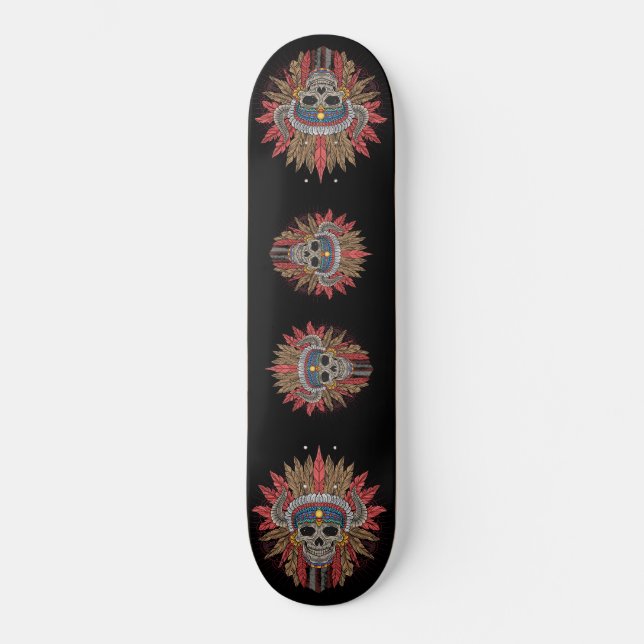Native American Skeleton Chief Skateboard (Framsida)