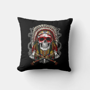 Native American Skull Indian Chief Headdress Kudde