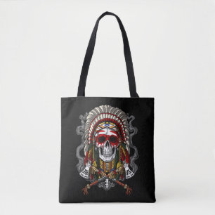 Native American Skull Indian Chief Headdress Tygkasse