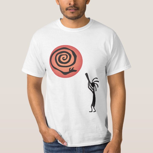 Native American Snake Måne Kokopelli T-Shirt (Framsida)