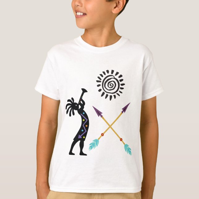 Native American Snake Music Kokopelli T-Shirt (Framsida)