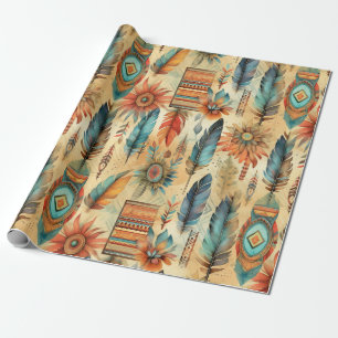 Native American Southwest Feather Art Presentpapper