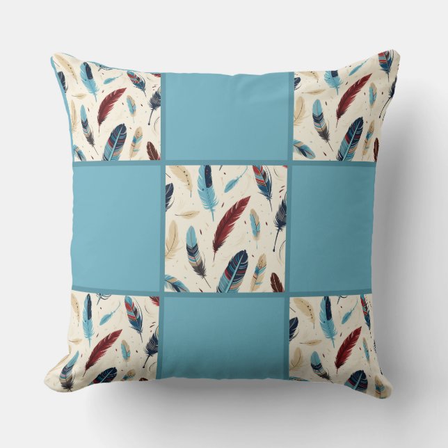 Native American Southwest Feather Quilt Mönster Kudde (Framsida)