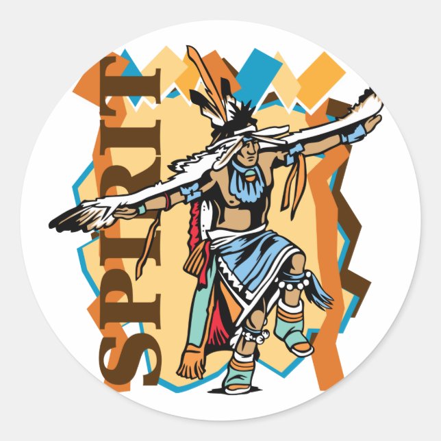 Native American Spirit Dance Runt Klistermärke (Framsida)