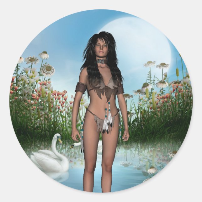 Native American Sticker Runt Klistermärke (Framsida)