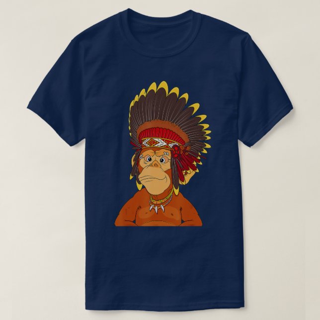 Native American Stil Ape NFT Thed Monkey - 1 T Shirt (Design framsida)