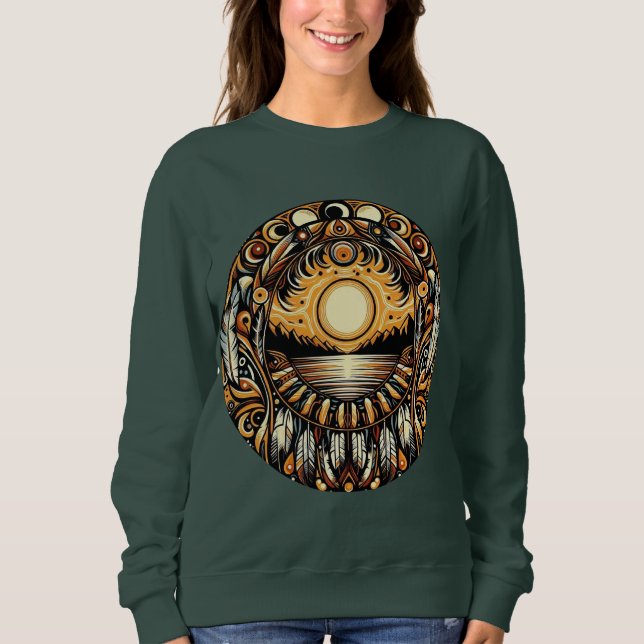 Native American Sunset T Shirt (Framsida)