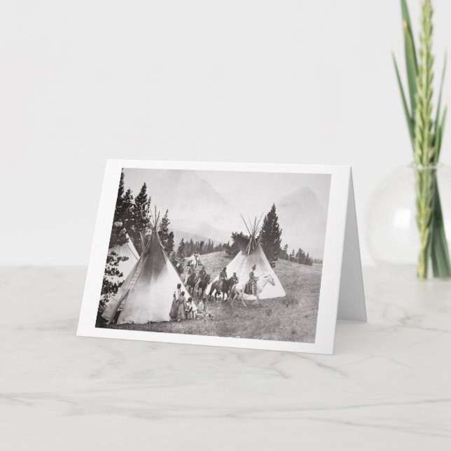 Native American Teepee Camp, Montana, 1900 (b/w) Kort (Framsida)