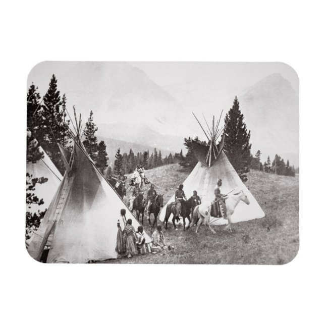 Native American Teepee Camp, Montana, 1900 (b/w) Magnet (Horisontell)