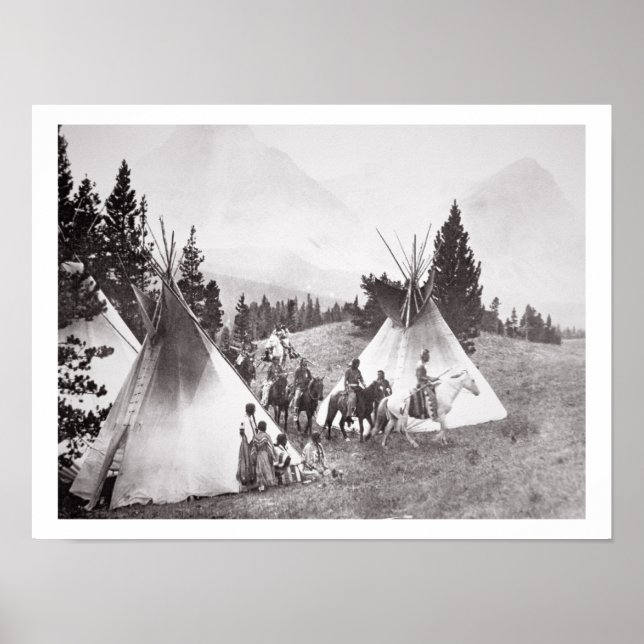 Native American Teepee Camp, Montana, 1900 (b/w) Poster (Framsidan)