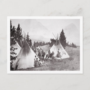 Native American Teepee Camp, Montana, 1900 (b/w) Vykort