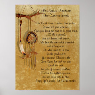 Native American Ten Commandations-arbetsyta Poster