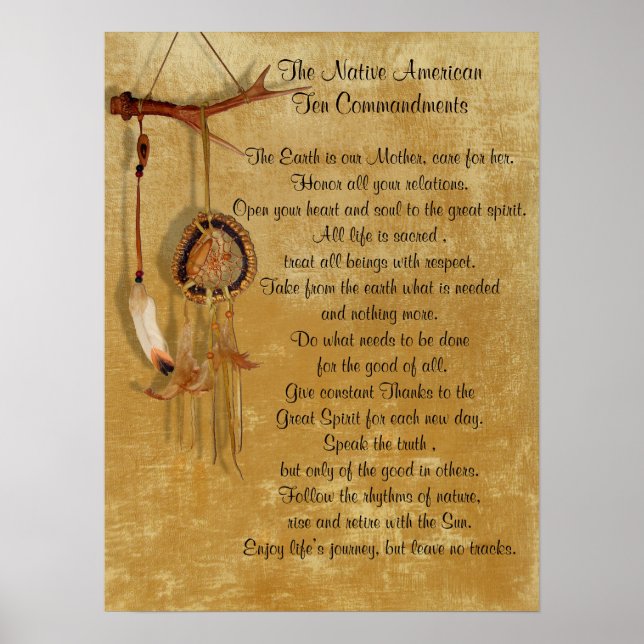 Native American Ten Commandations-arbetsyta Poster (Framsidan)