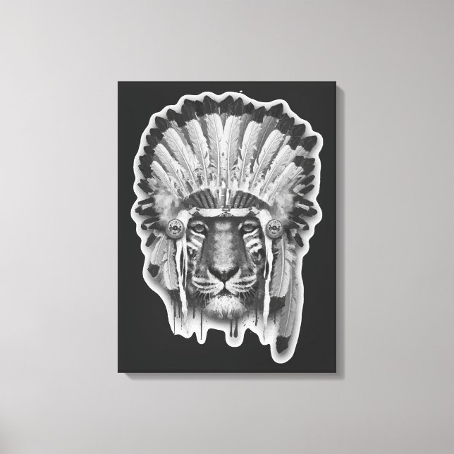 Native American Tiger Chief Canvastryck (Framsida)