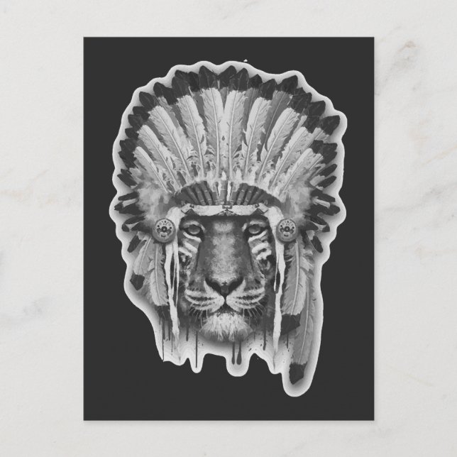 Native American Tiger Chief Vykort (Framsida)