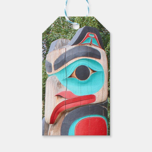 Native American Totem Pole, Anchorage, Alaska 2 Presentetikett (Framsidan)