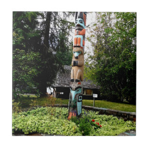 Native American Totem Poll Glacier Park Montana Kakelplatta