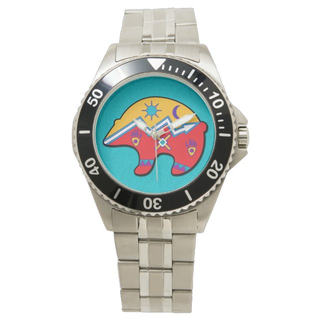 Native American Tribal Bear Design Watch Armbandsur (Framsida)