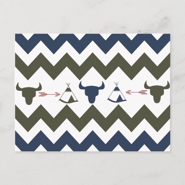 Native American Tribal Chevron Döskallars Tipi Arr Vykort (Framsida)
