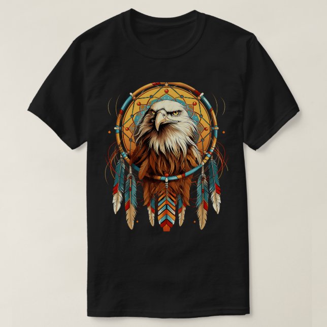 Native American Tribal Dream Catcher Eagle Spirit T Shirt (Design framsida)