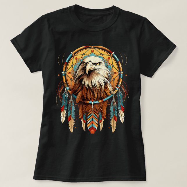 Native American Tribal Dream Catcher Eagle Spirit T Shirt (Design framsida)