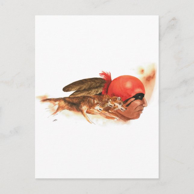 Native American Varg Klan Cherokee Indian Warrior Vykort (Framsida)