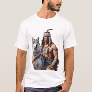 Native American Warrior med Varg T Shirt