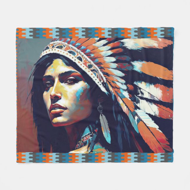 Native American Warrior Princess Fleecefilt (Framsidan (Horisontell))