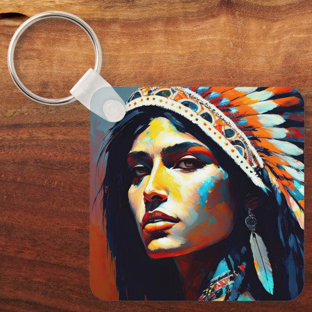 Native American Warrior Princess Nyckelring (Framsida)