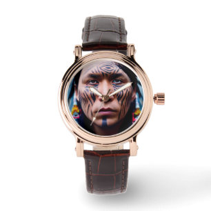 NATIVE AMERICAN WARRIOR WRIST WATCH ARMBANDSUR
