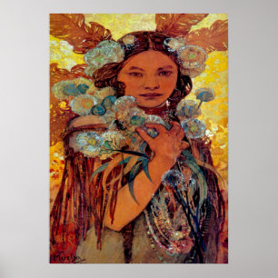 Native American Woman av Alphonse Mucha Poster