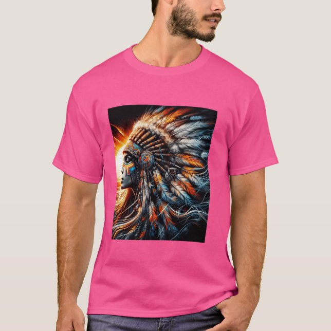 Native American Woman Indian Warrior T Shirt (Framsida)